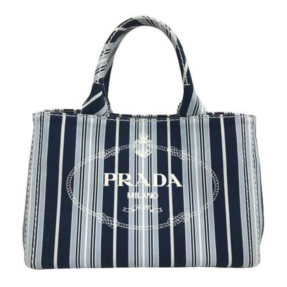 Prada Canapa Stamperta Azzurro Shoulder Bag Handbag Tote Crossbody Striped Blue - Picture 3 of 10